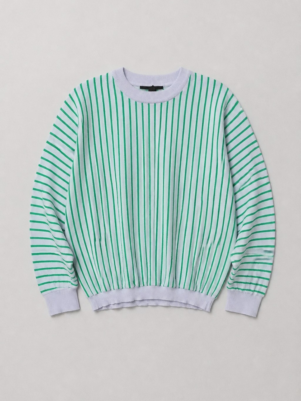 Zara Knit Blue & Green Striped Sweater Size Medium | Lightweight Crewneck - Picture 2 of 7